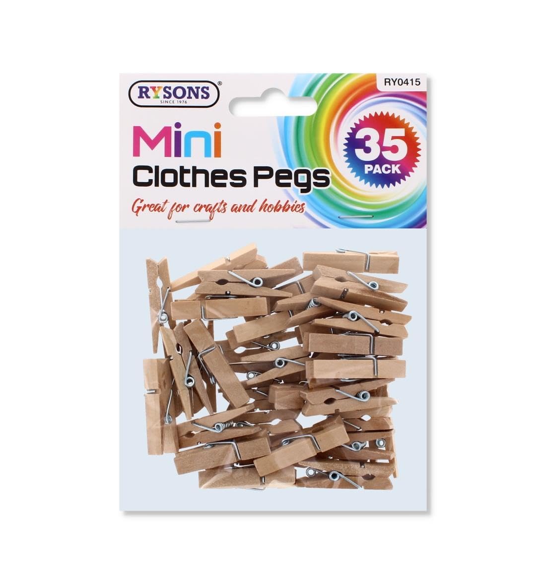 A2Z Mini Clothes Pegs 35 Pack Wooden Craft Pegs for Hobby Projects