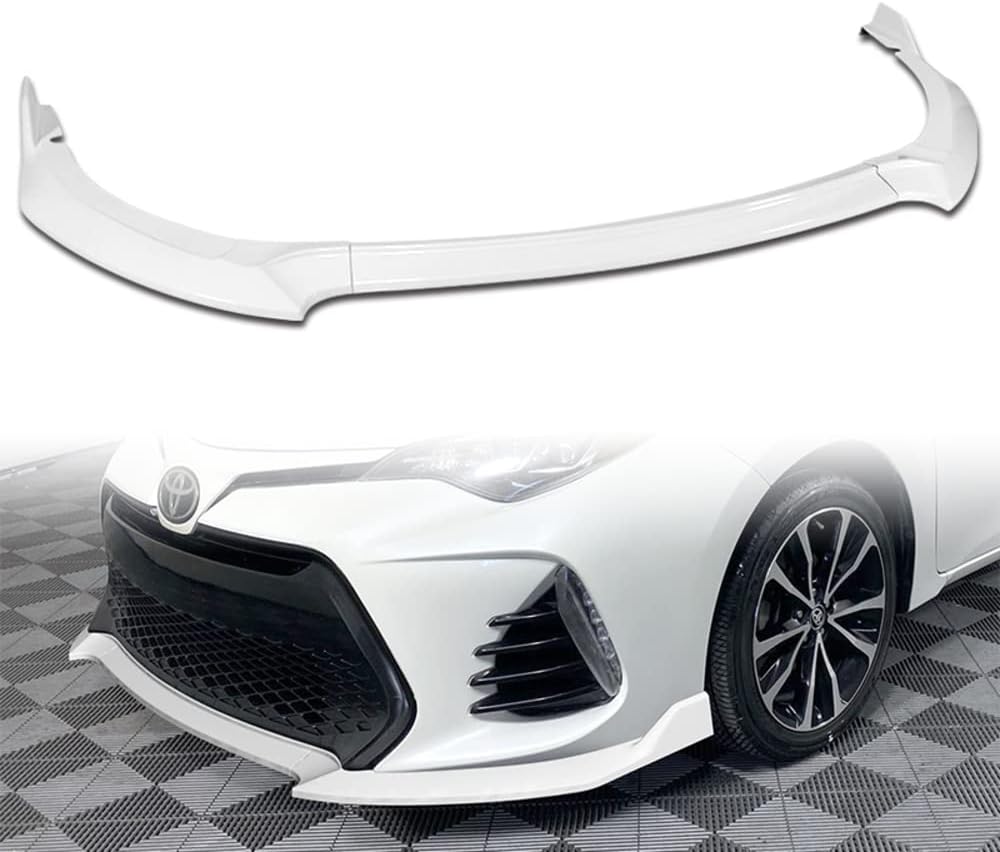 Q1-TECH, Front Bumper Lip fit for compatible with 2017 2018 2019 Toyota Corolla SE/XSE Sedan Only, Front Lip Spoiler Air Chin Body Kit Splitter ABS, GT-Style (Painted White)