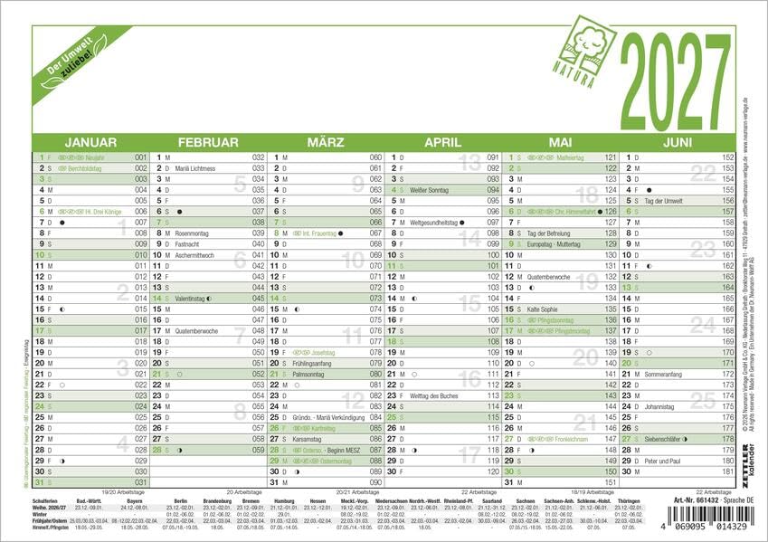 Zettler Arbeitstagekalender