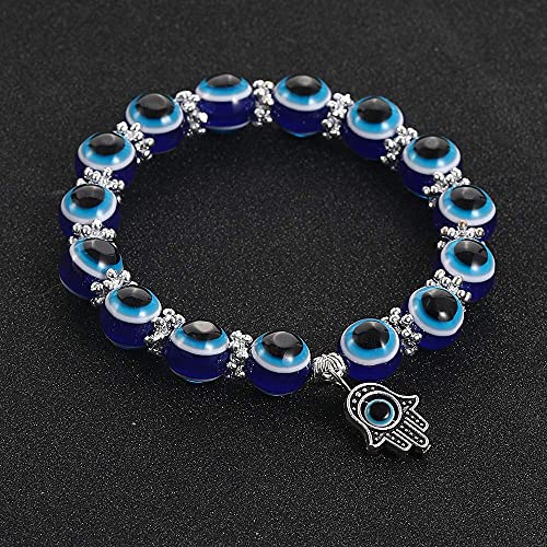 Pulsera elástica con charm ojo turco azul para hombre y mujer miniatura 5