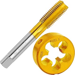 SMJXTOP M16 x 1.5 Metric Tap and Die Set Right Hand,M16 x 1.5mm M2 HSS Machine Thread Tap and Round Die Set
