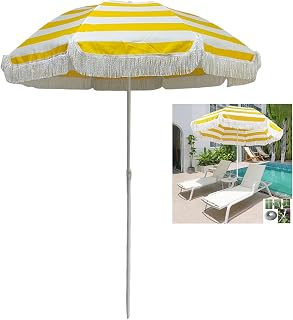 Sombrilla De Playa para Exteriores ,Sombrilla De Jardín Blanca, Altura Ajustable, Sombrilla Plegable para Exteriores con Flecos, Sombra, Resistente A La Lluvia ( Color : C , Size : 180*235cm/5.9*7.7ft