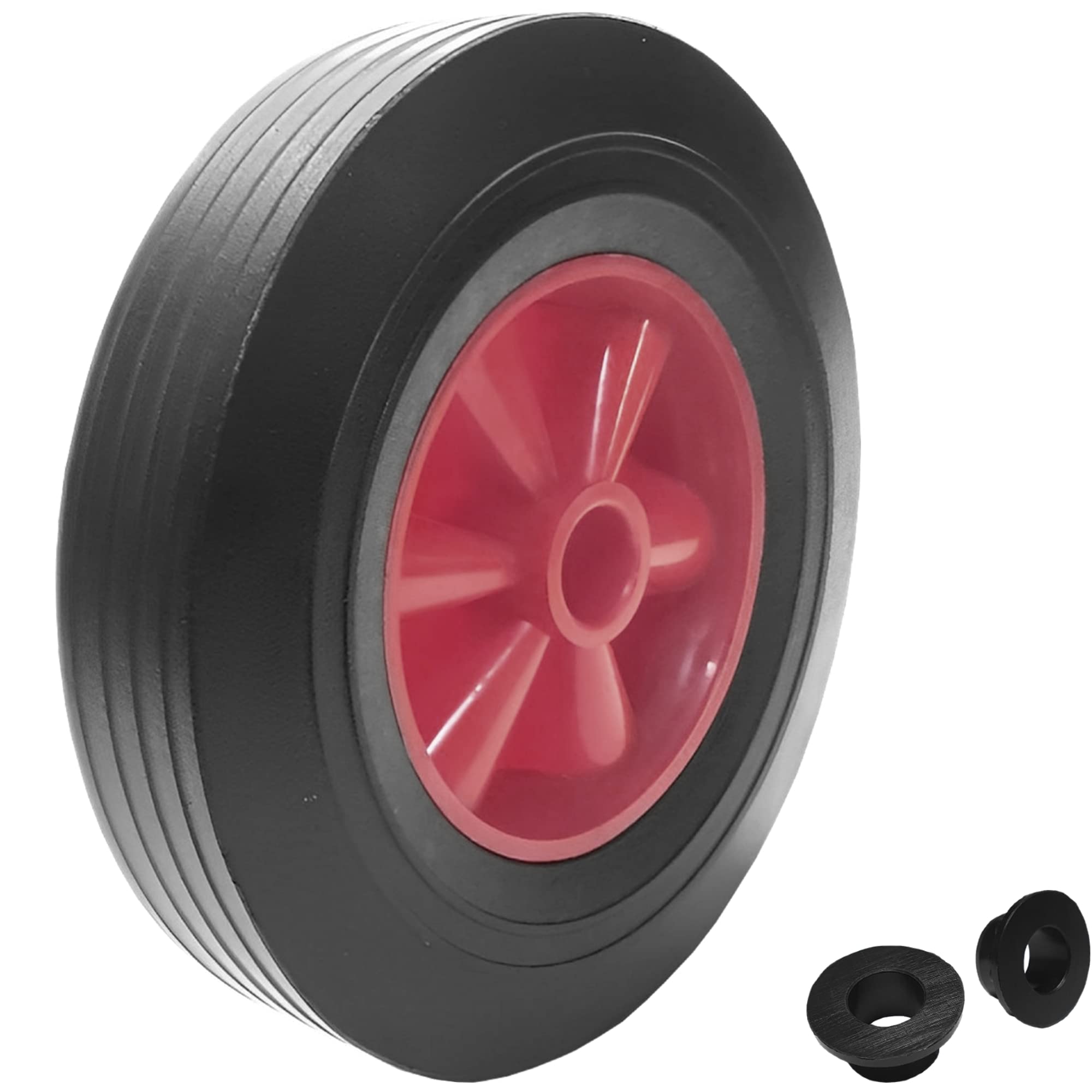 10" Solid Wheel Rubber Tyre Puncture Proof Wheelbarrow Sack Truck Cart Heavy Duty Wheel with Half Inch (12mm) Axle Bore