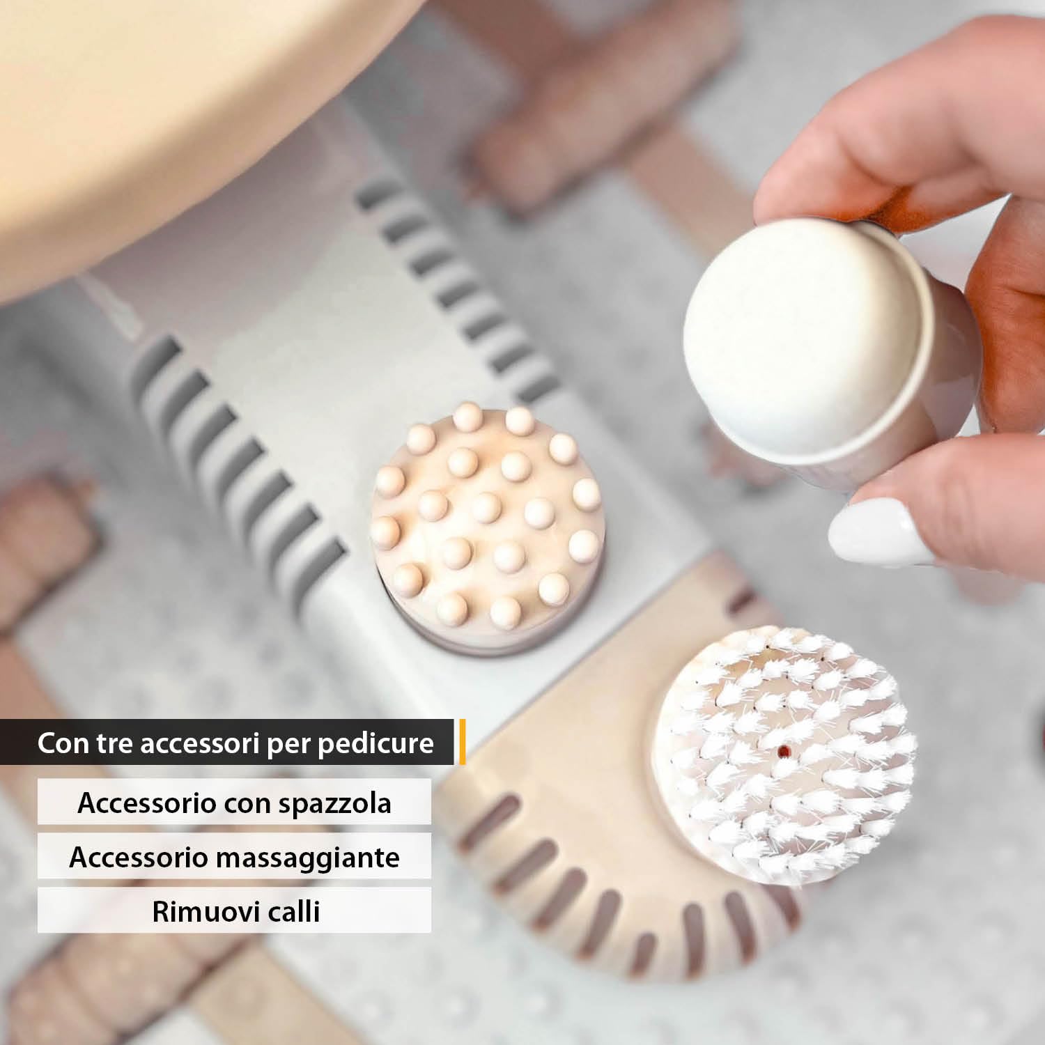 TZS First Austria - Pediluvio Massaggiatore Digitale - 450W - Display LED & Luce Rossa - Fino al Numero 43 - Idromassaggio Plantare Elettrico - 3 Accessori, Protezione Antischizzo & Box Aroma - Beige