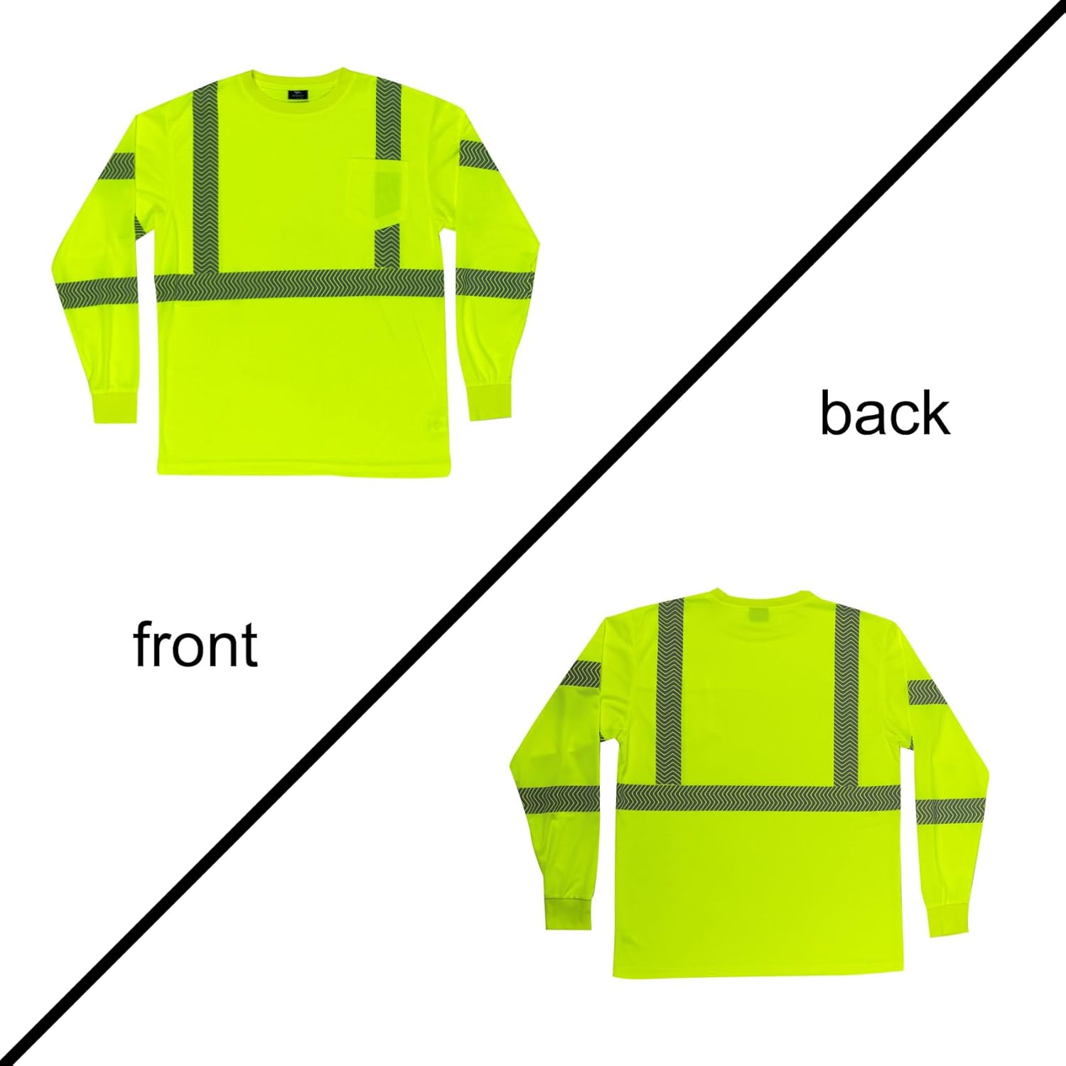 VENDACE Safety Shirt Hi Vis Long Sleeve High Visibility Reflective Work Shirts Class 3 Hi Vis Construction Shirts for Men - Image 7