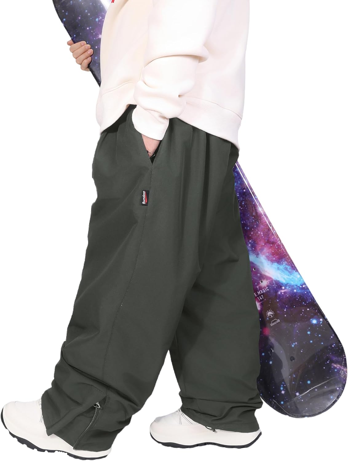 Mens Womens Unisex Snow Baggy Oversize Snowboard Skiing Pants Winter Waterproof Outdoor Elastic Waist Trousers