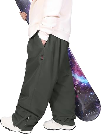 Mens Womens Unisex Snow Baggy Oversize Snowboard Skiing Pants Winter Waterproof Outdoor Elastic Waist Trousers