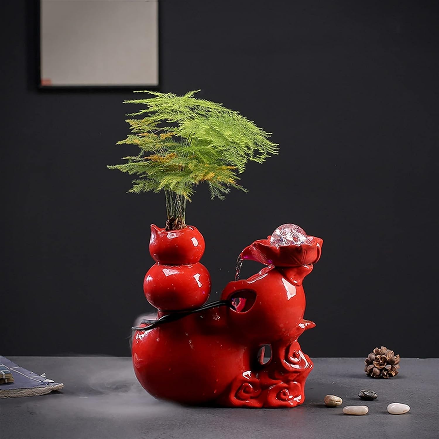 Tabletop Fountain Tabletop Water Fountains Soothing Relaxation - Portable Waterfall Fountain Feng Shui Decoration for Home Or Office (8.6 Inch) Desktop Fountain