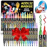 WINSONS 30 Colors Dual Tip Acrylic Paint Markers Pens