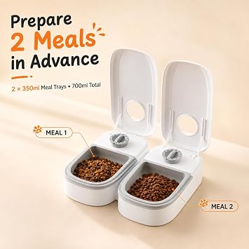 Automatic Pet Feeder with Timer, Dual Meal Pet Food Dispenser