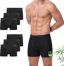 FALARY Bamboo Mens Boxers Shorts 6 Pack Anti Chafe Long Leg Underwear Trunk