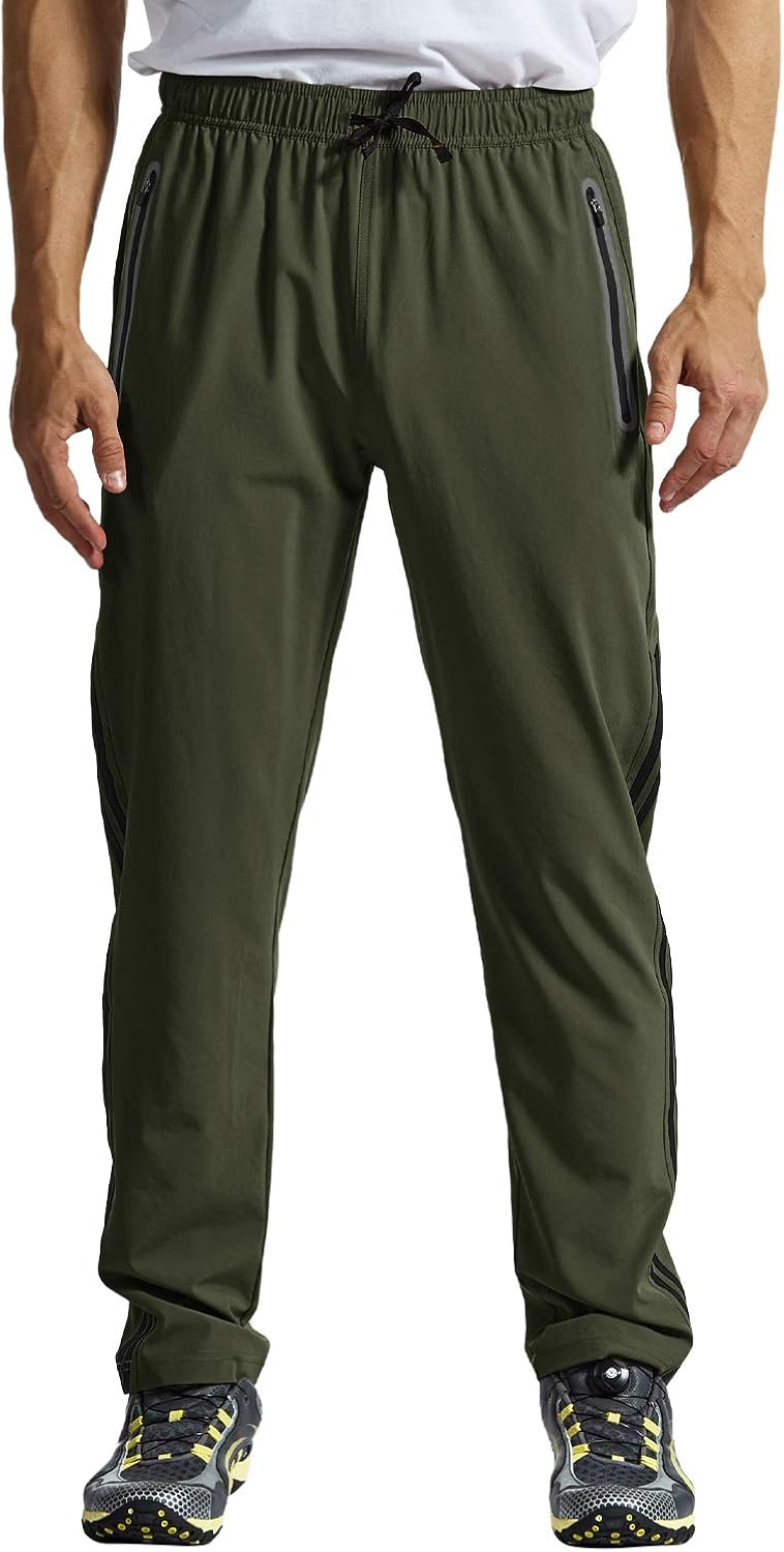 TBMPOY Men's Outdoor Hiking Pants Quick Dry Lightweight Wind Sun Protection Running Jogger Zipper Pockets