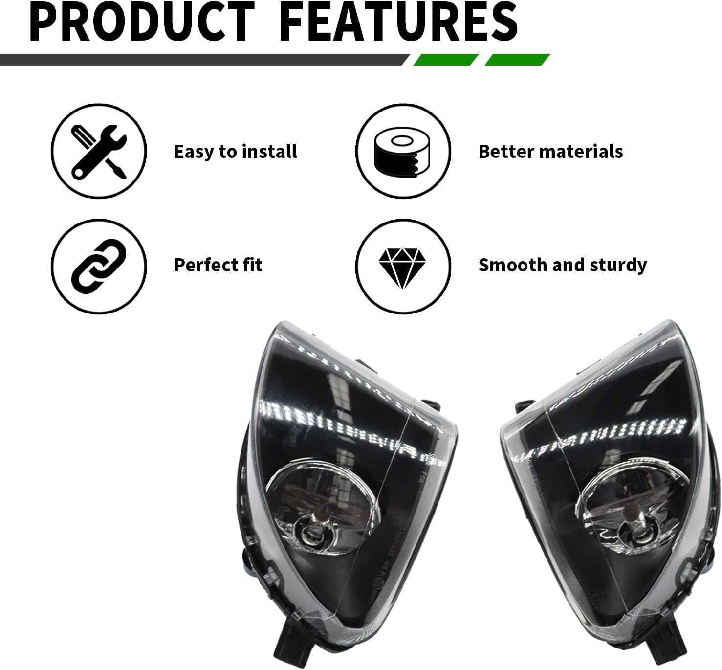 Fog Lights Assembly Compatible with 528i xDrive F10 F11 2011-2013 | Compatible with 535i 550i xDrive Sedan ActiveHybrid 5 Sedan 5 Series, Left & Right, Pair Fog Lamp, 63177216888, 63177216887