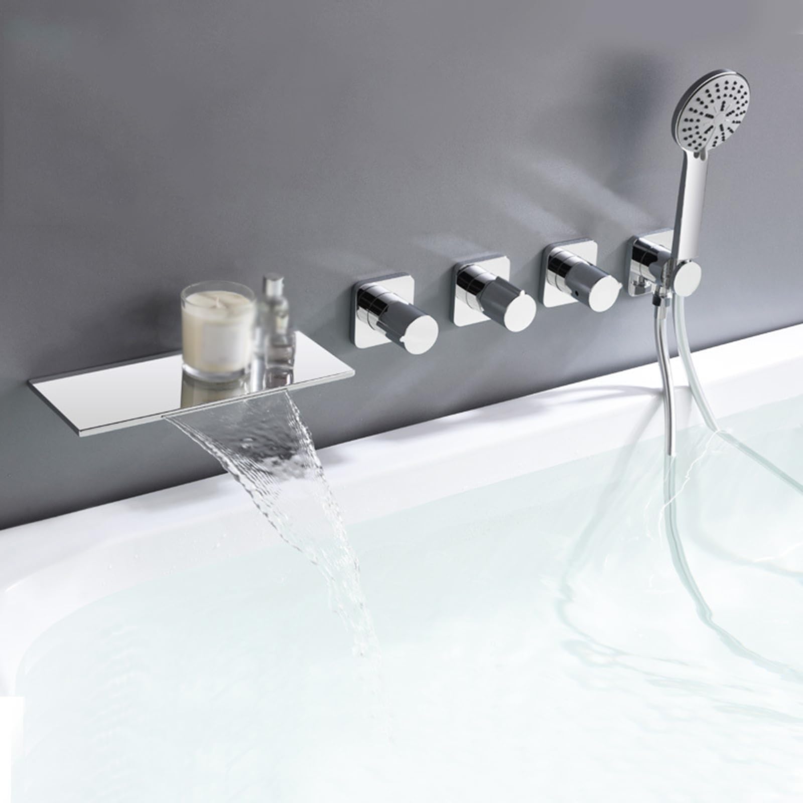 Robinet de mélangeur de douche encastré en laiton chromé haut de gamme