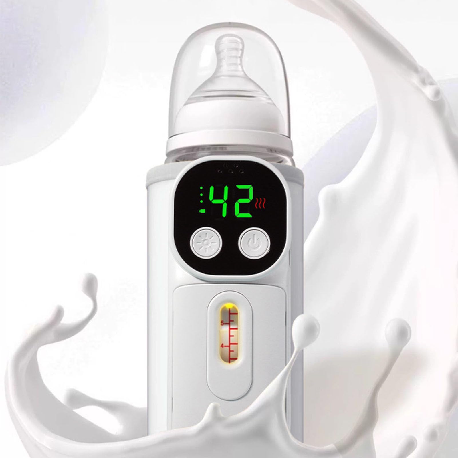 Fdit Innovativo Scaldabiberon Portatile, Riscaldamento Rapido 7 Temperature per Viaggiare in Movimento Riscaldamento Surround a 360° per Neonati Materiale: Pelle PU