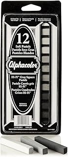 Derwent Alphacolor Soft Square Pastels, 7 Hi-Fi Gray Tones, 12 Pastels per Set (145003)