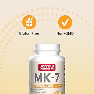 Jarrow Formulas MK-7 90 mcg - Bioactive Form of Vitamin K2-90 Servings (Softgels) - for Bone & Cardiovascular Health - Vitamin K2 MK-7 Dietary Supplement - Gluten Free