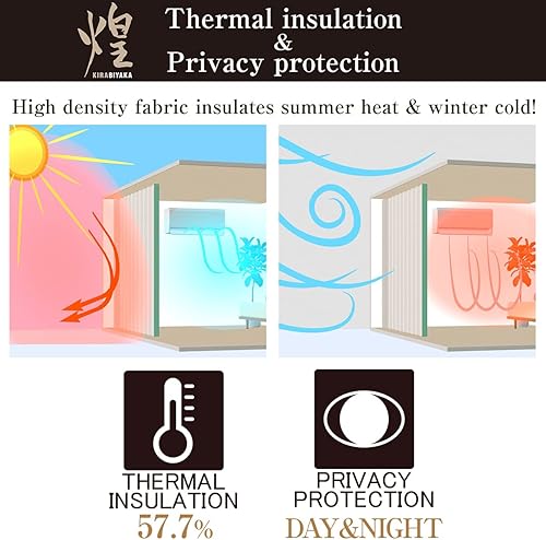 Miniatura 3 de KURENAI - Cortinas brillantes para oscurecer la habitación KIRABIYAKA hechas en Japón, aislamiento térmico, para sala de estar, 2 paneles con