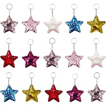 15 Pcs Star Charm Keychains Glitter Sequin Key Chains Sparkle Shiny Keychains Small Bling Keyrings Decorative Cute Keyrings Handbag Hanging Keychains