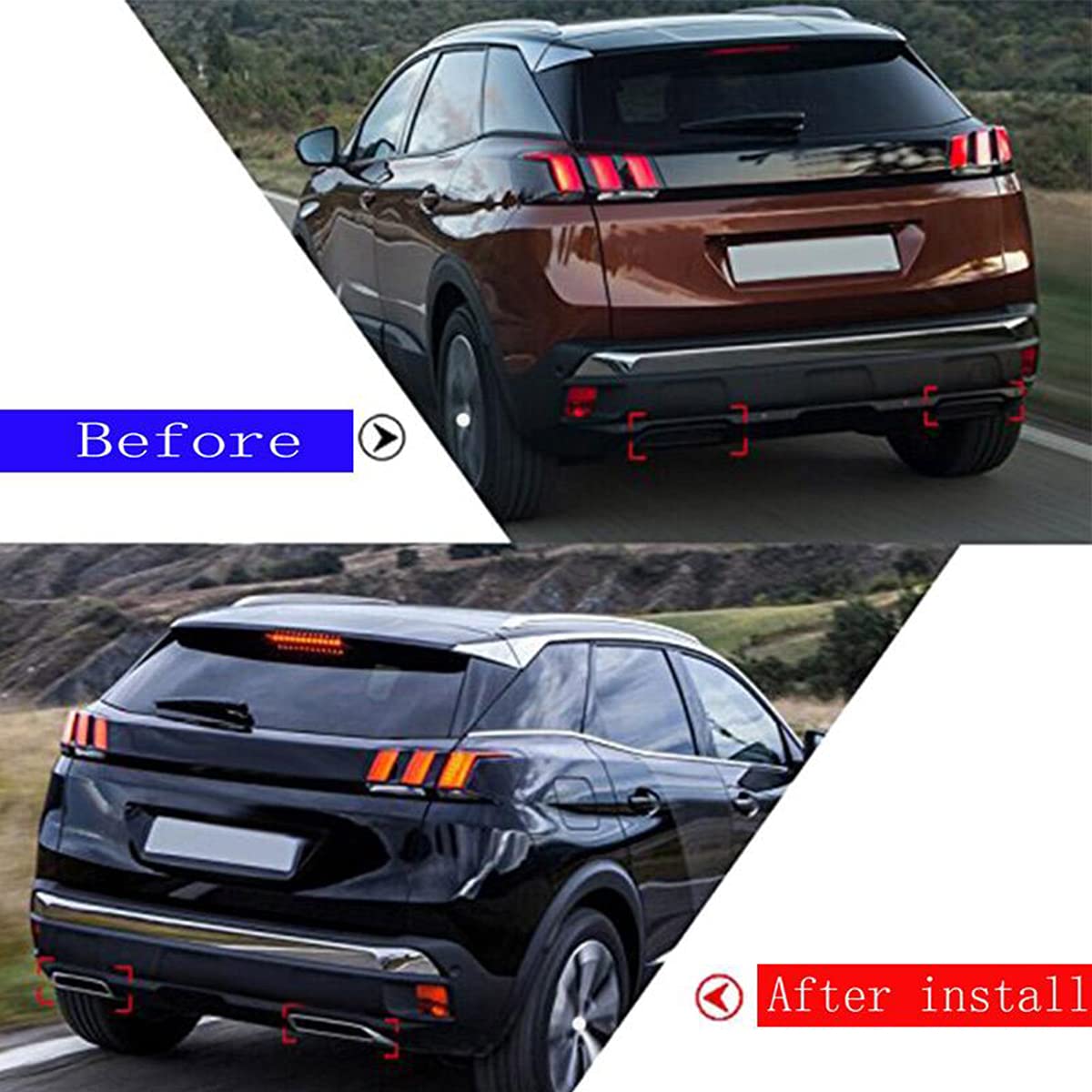Cornice decorativa di copertura e finiture per terminale di scarico in ABS argentato, accessori auto per 3008 4008 5008 2017-2021