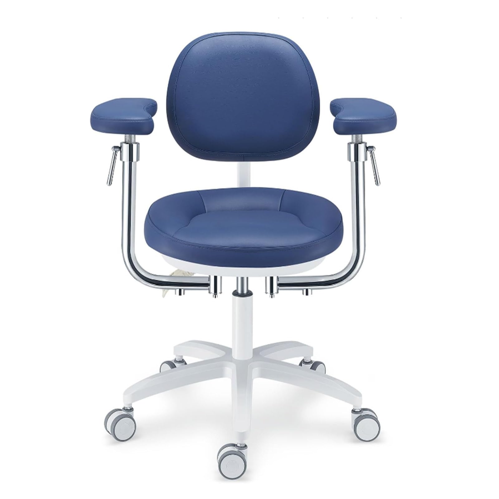 B4, Silla Dental Taburetes de Dentista Silla de Asistente Dental con Respaldo Reposabrazos Giratorio Silla Móvil de Cuero de Microfibra Taburete de Médico Ajuste de Altura