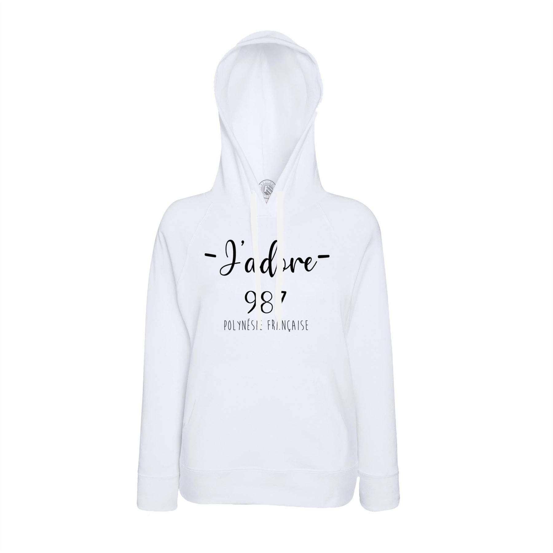 Sweat à capuche J'adore 987 Polynésie Française une idée cadeau originale