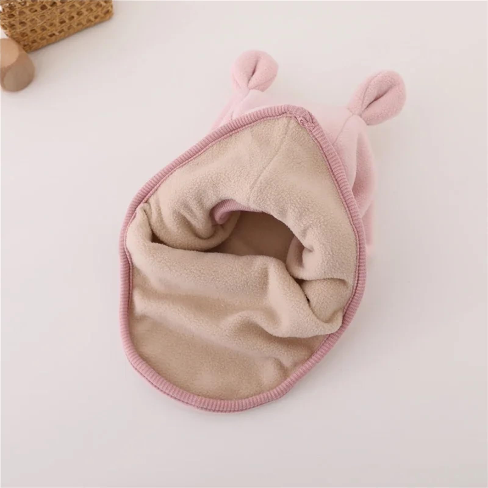 Winter Cartoon Bear Ear Hat, Plush One-Piece Hood Beanie for Kids, Ear Protection Cap for Boys & Girls 1-5 Years(02coffee)