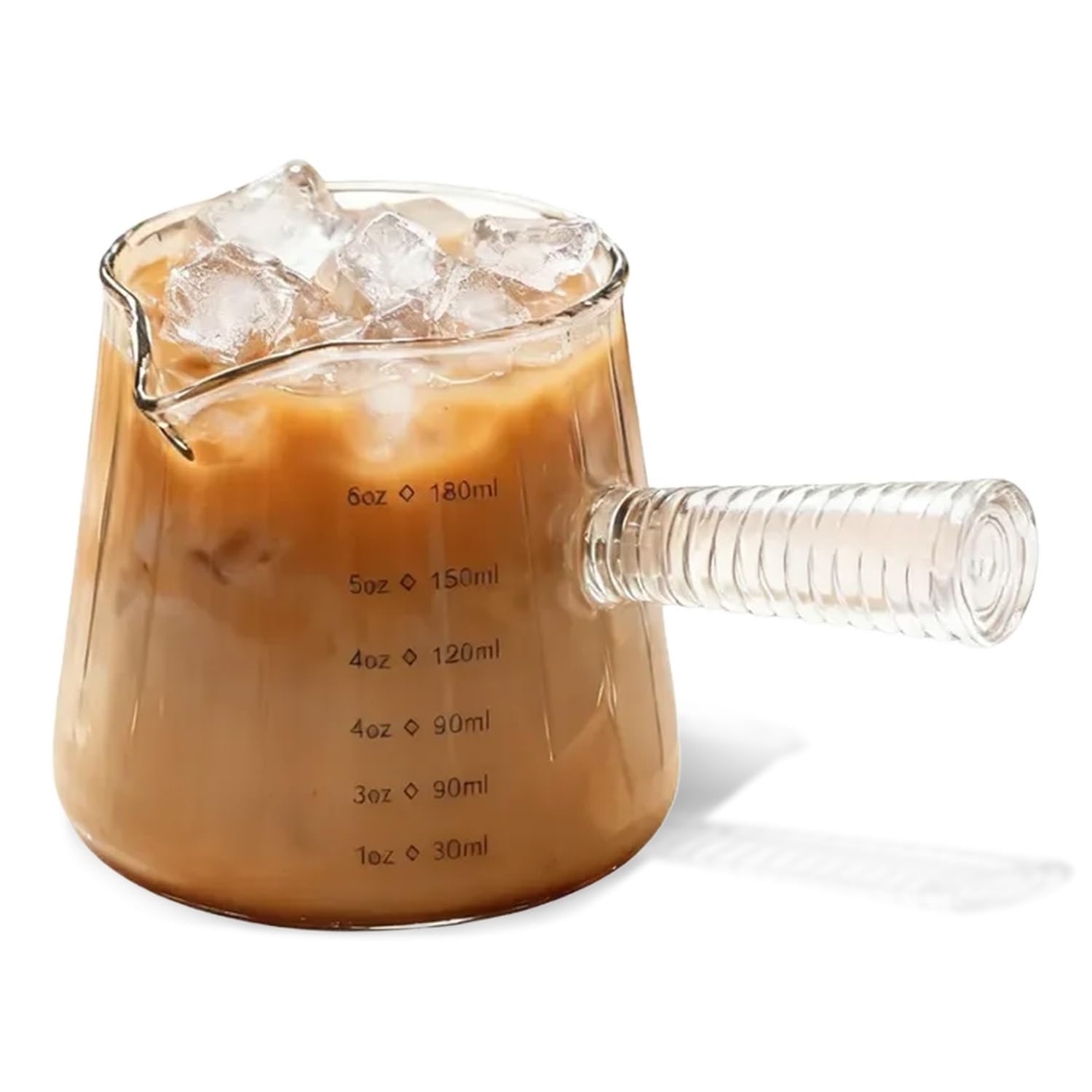 Espresso Measuring Glass,Coffee Espresso Cups Glass, 180ml/6oz Espresso Coffee Measuring Cups with V-Spout,Dual Scale, Microwaveable Milk Jug, Heat-Resistant Measuring Coffee Jug for Coffee Machine