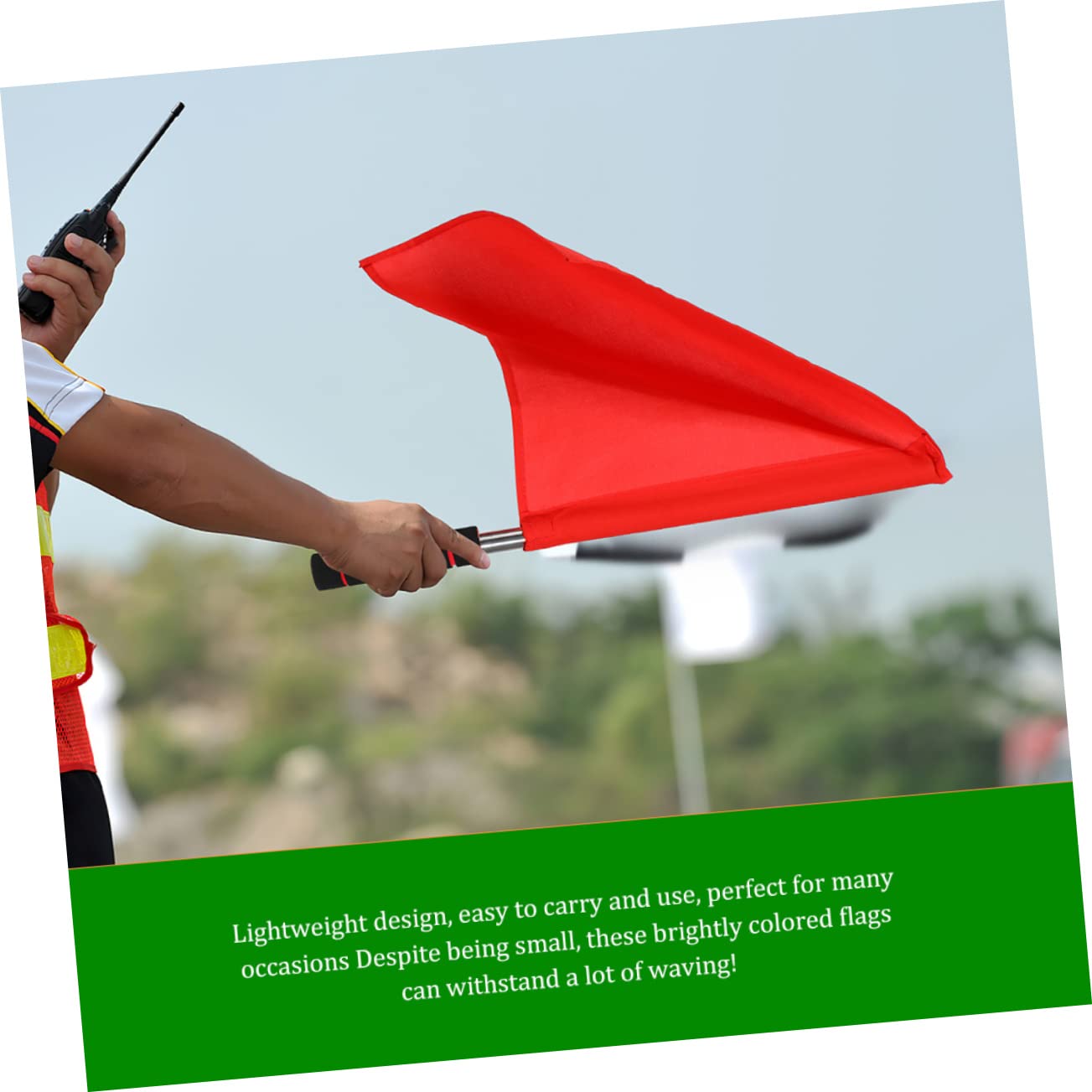 GALPADA 2Pcs Safety Signal Flags for Referees Durable Handle High Visibility and Flags for Soccer Racing and Traffic Direction Non Slip Grip for Easy Waving