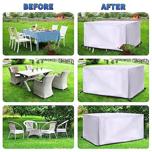 Bâche de table de jardin rectangulaire imperméable et anti-vent - 7