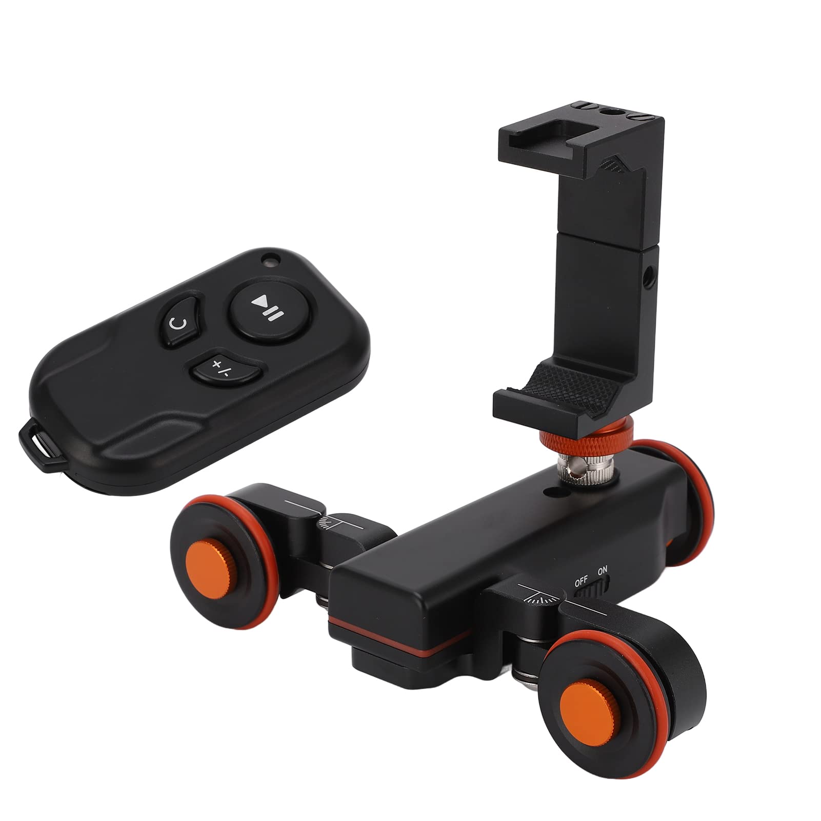 Goshyda Cursore per Videocamera Elettrica, Carrello per Videocamera Wireless a 3 Ruote, Carrello per Binario Motorizzato a 3 velocità, con Clip per Telefono con Telecomando, per Vlog, Riprese Video
