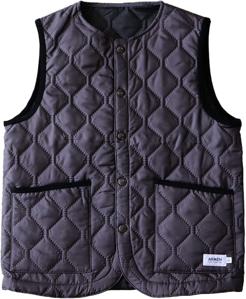 Amazon | [アーメン] キルティングノーカラーベスト 1 ファゾム(col