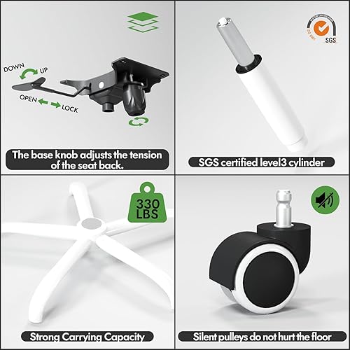 Miniatura 6 de Silla de oficina ergonómica Silla de escritorio para computadora en forma de X cómoda, silla de juegos, silla de oficina con soporte lumbar, sillas