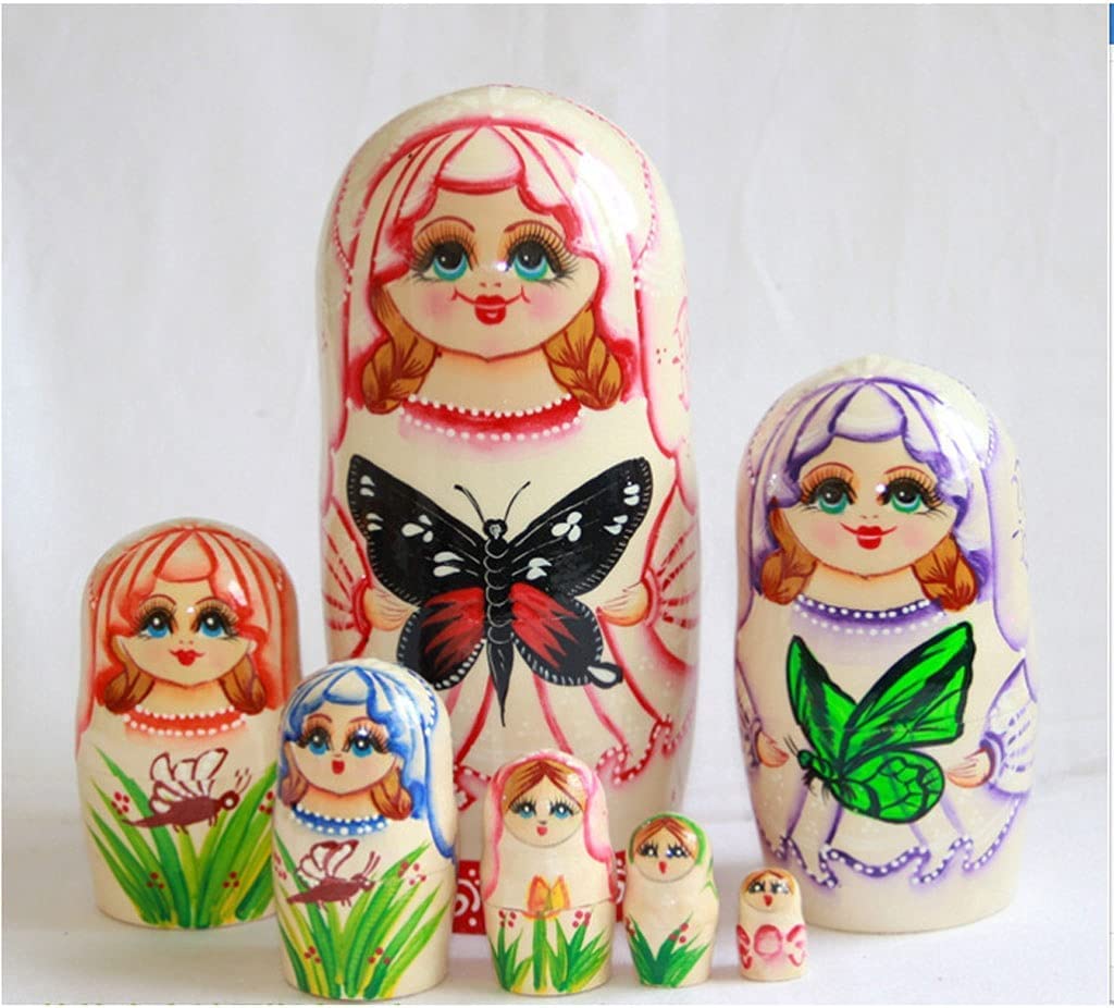 Matrioszka Kerst 7 stks Russische Nesting Poppen Matryoshka Houten Handgemaakte Stapelen Geneste Set Collectible Poppen Speelgoed Set voor Kinderen Volwassenen zabawny prezent