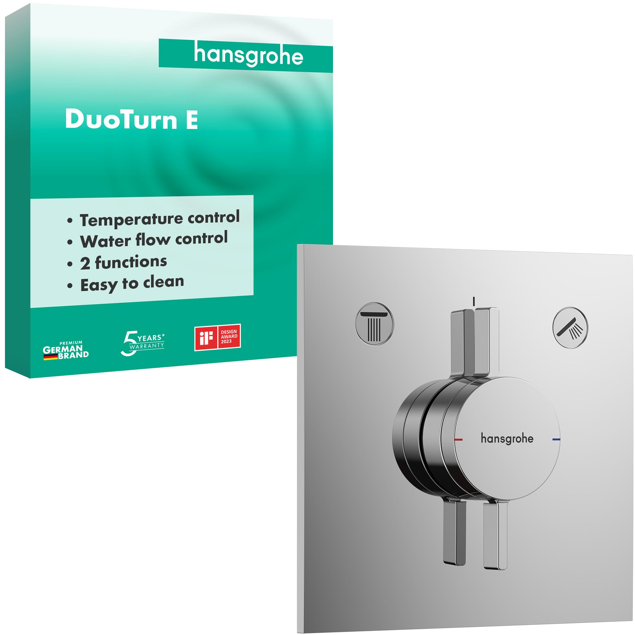 hansgrohe DuoTurn E - Duscharmatur Unterputz für 2 Verbraucher, Mischbatterie Dusche eckig, Einhebelmischer für iBox universal 2, Chrom