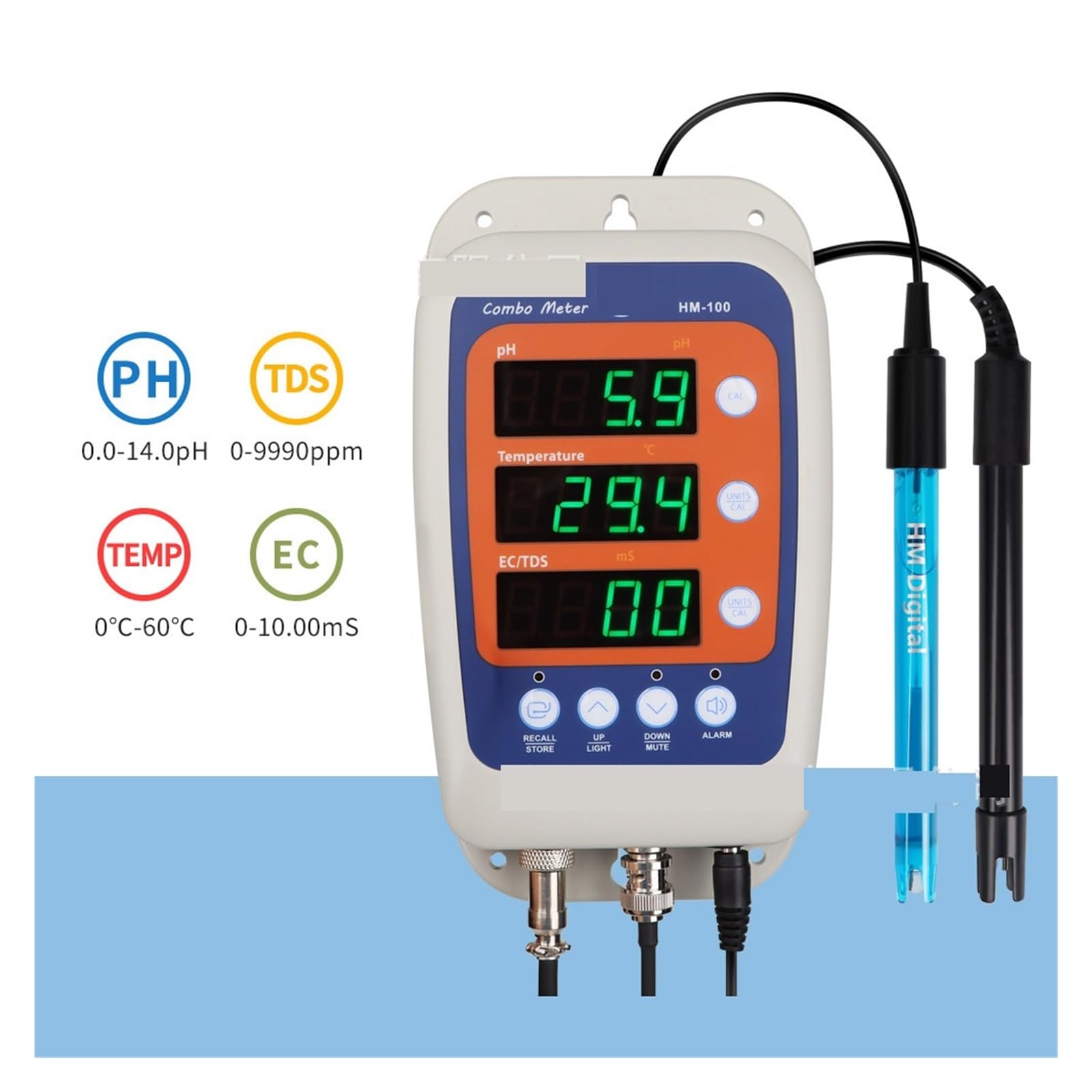 Tester wody, Wieloparametrowy tester jakości wody 4 w 1, testuje PH, TDS, EC i temperaturę