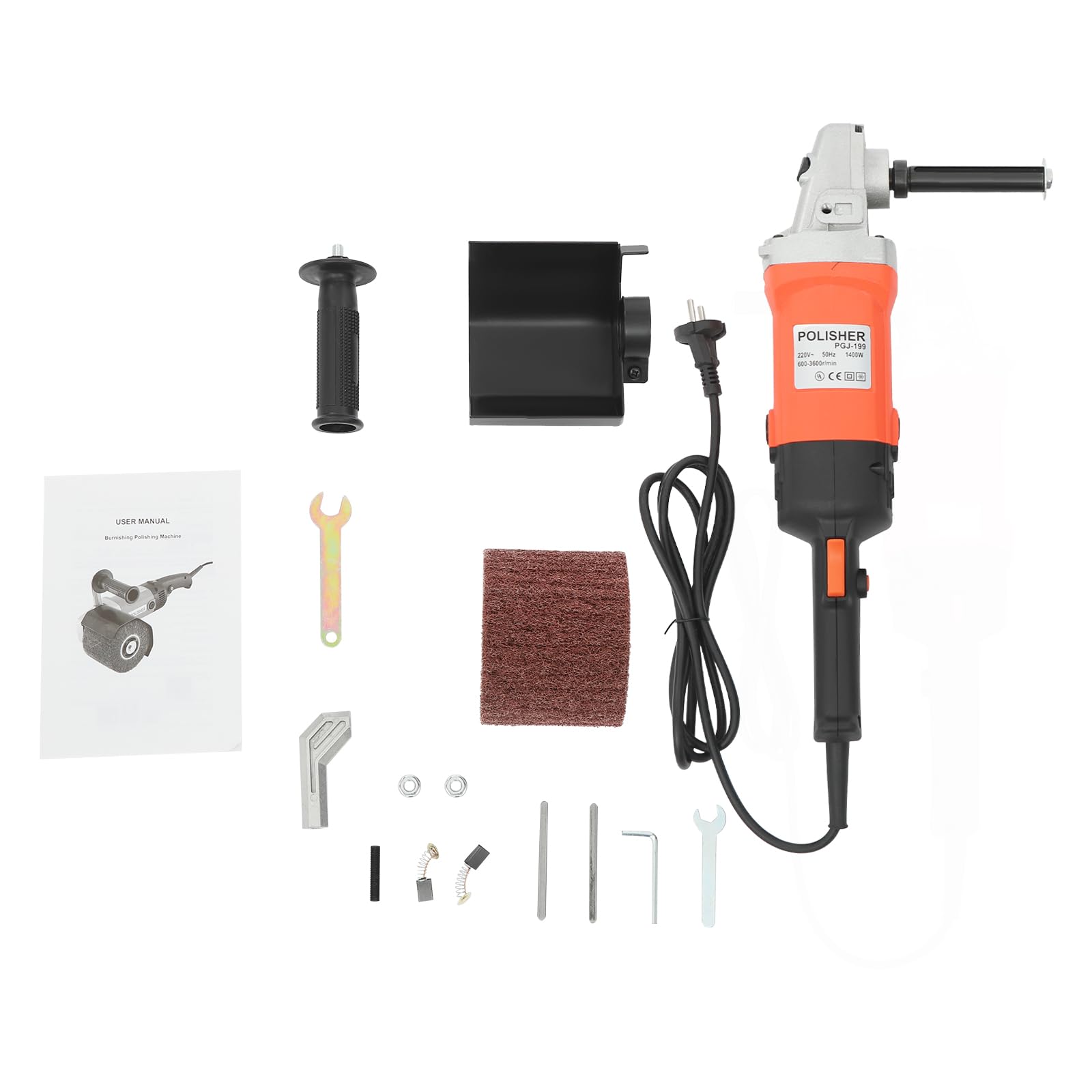 Rasatura macchina 1400 W 8 marce, regolazione della velocità 600 – 3600 RPM, levigatrice a spazzola con blocco del mandrino, blocco interruttore, spazzola per ristrutturazione, smerigliatrice con