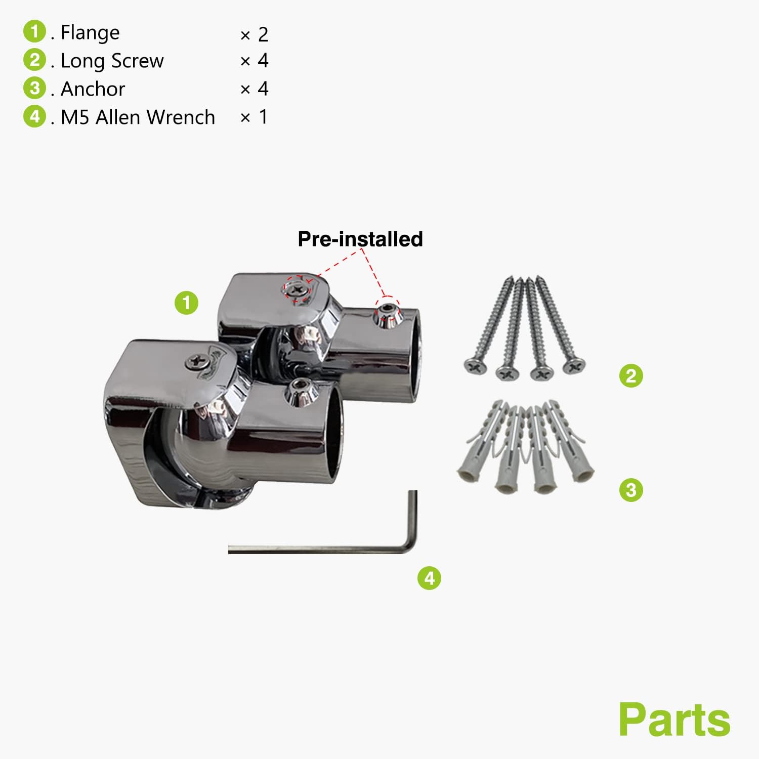 Naiture Shower Curtain Rod Single Swivel Flange or Bracket, Sold in Pair, Chrome Finish