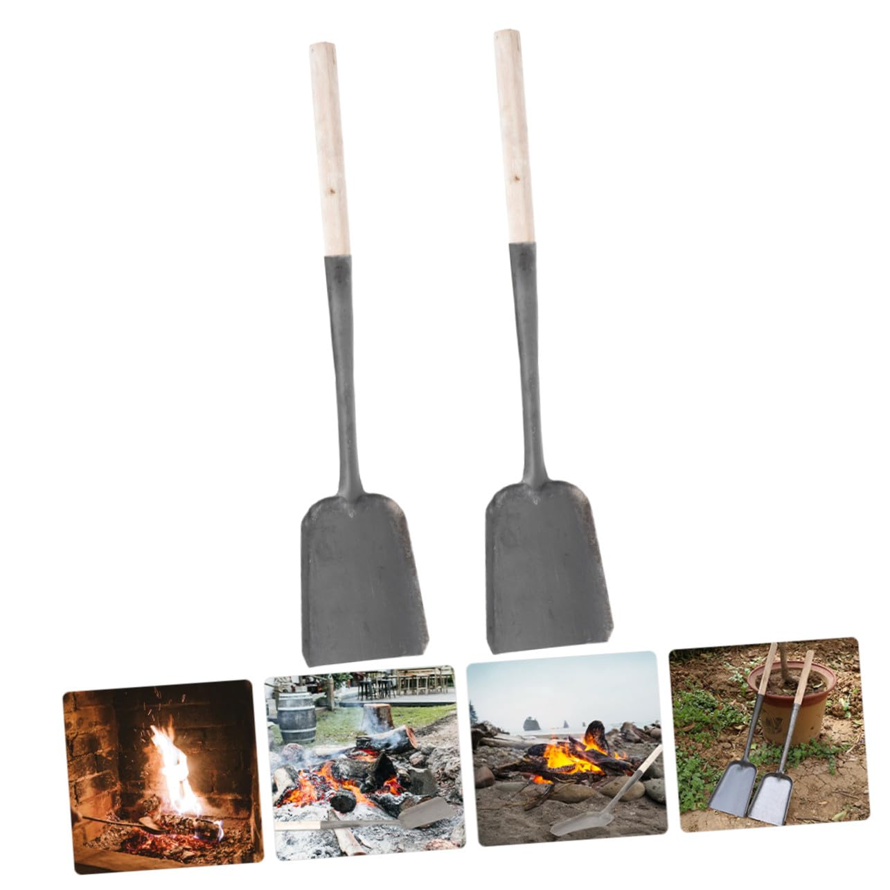 Toyvian 2 Stück Kohleschaufel aus Eisen und Holz Leichte Aschekelle für Heimischen Kamin und Garten Einfach zu Reinigen und Tragbar