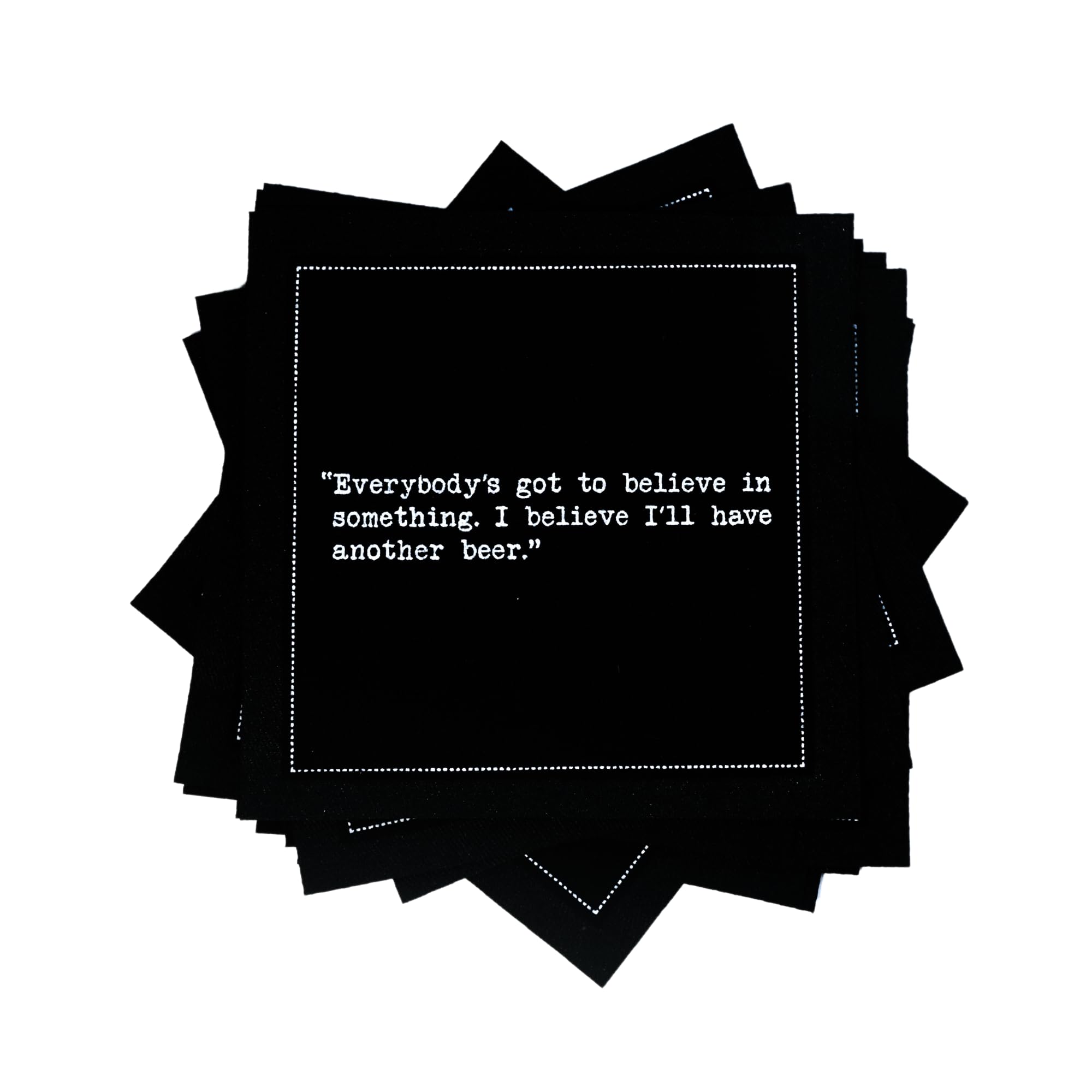 Five Star Funny Beer Quotes | Black Cotton Cocktail Napkins | 50 Luxury Disposable Beverage Napkins with Witty Bar Quotes | Drink Napkins for Parties,