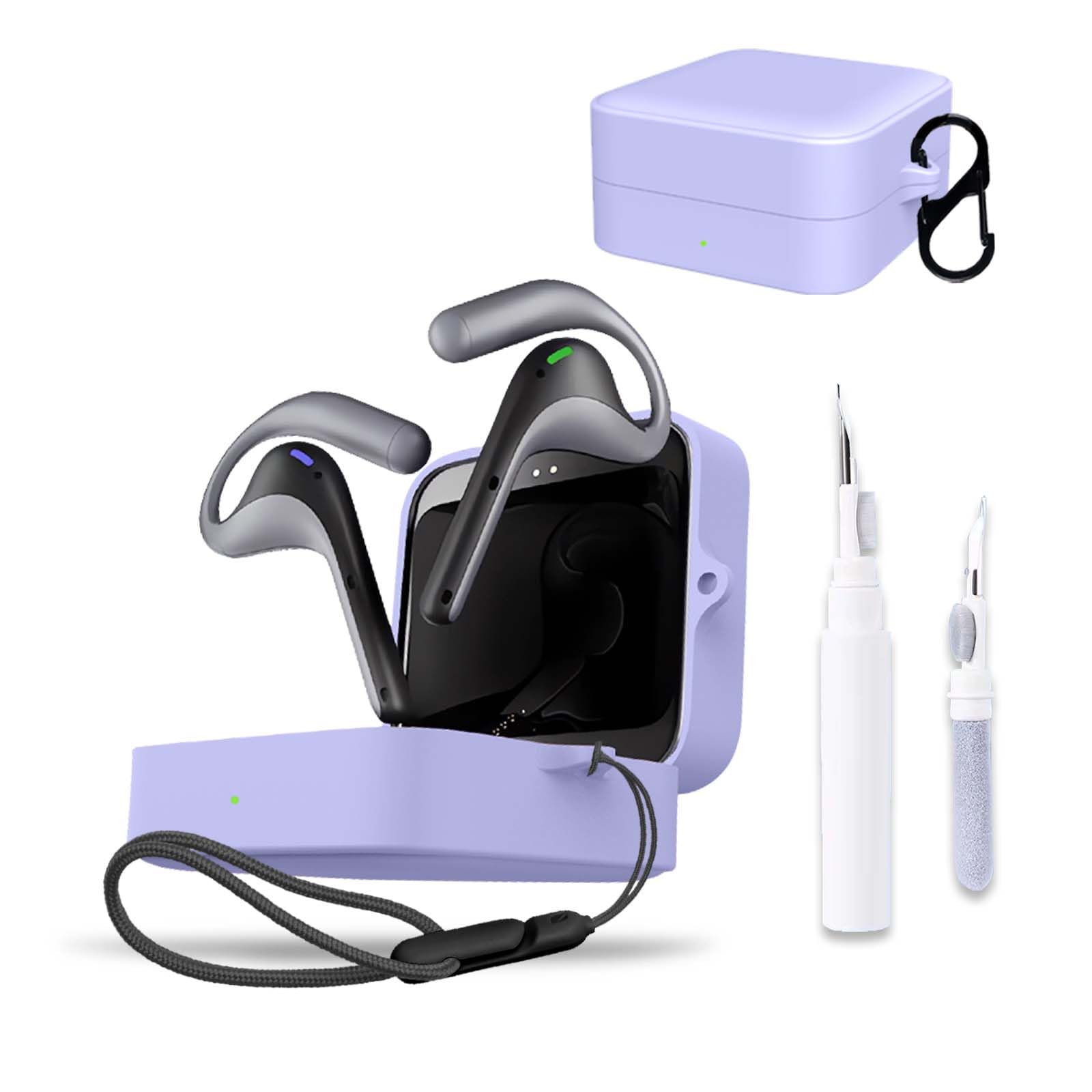 for Timekettle W4 Pro Case Cover,NOUKAJU Earphone Protective Cover(with Carabiner + Lanyard + Cleaning Pen) Drop-Proof,Shock-Proof,Dust-Proof,Case for