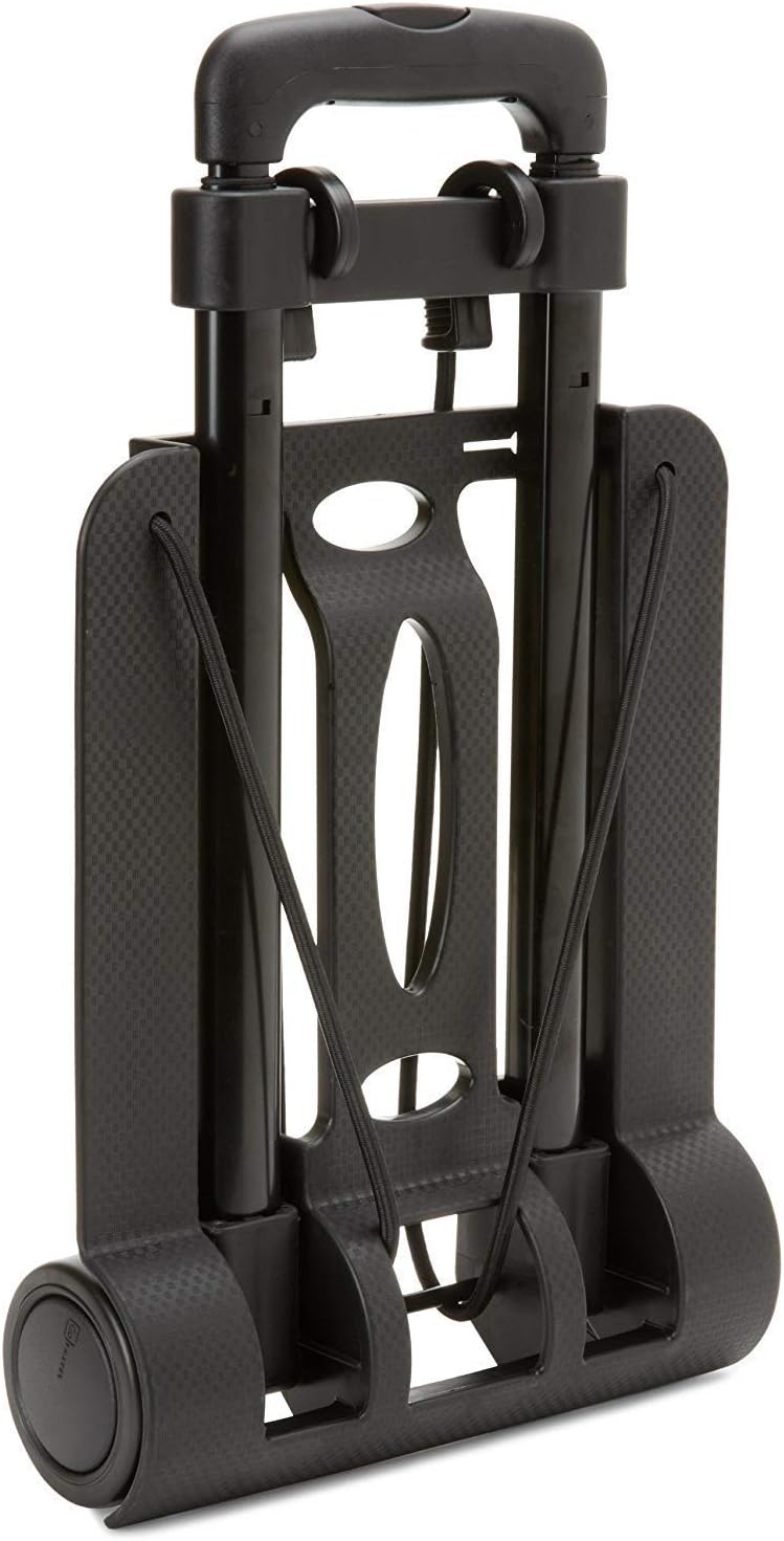 MeneflixMeneflix Foldable Collapsible Trolley Cart with 4 Wheels for Luggage with Expandable Handle Adjustment (Black, Plastic)