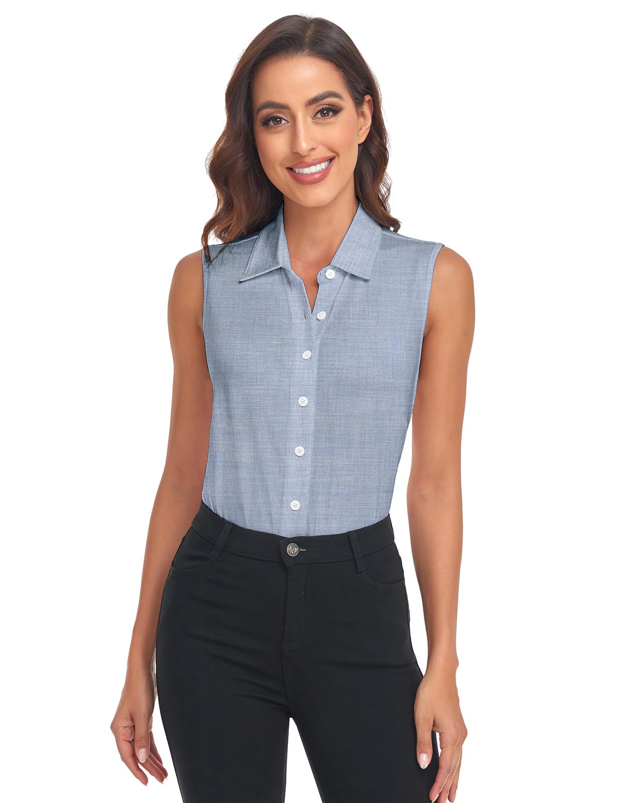 Soneven Camicia da Donna Elegante Canotta Sportiva con Colletto da Donna, Senza Maniche, Polo da Golf, Polo Estivo, Traspirante, Maglietta