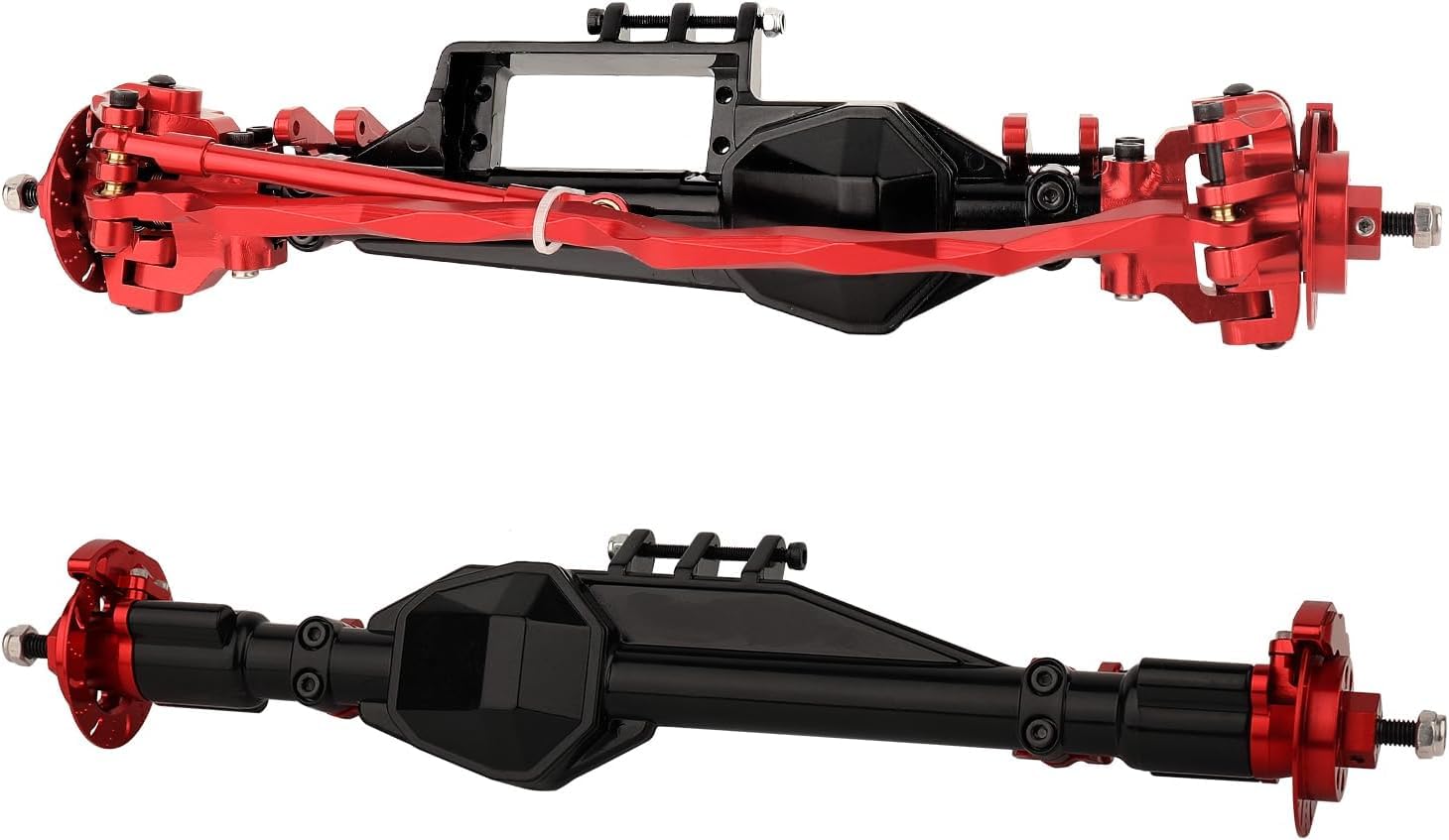 ZIJOT RBX10 Front & Rear Axle with Caliper Brake disc for Axial Ryft 1/10 RC Cralwer Car Upgrade Parts Accessories (Red)