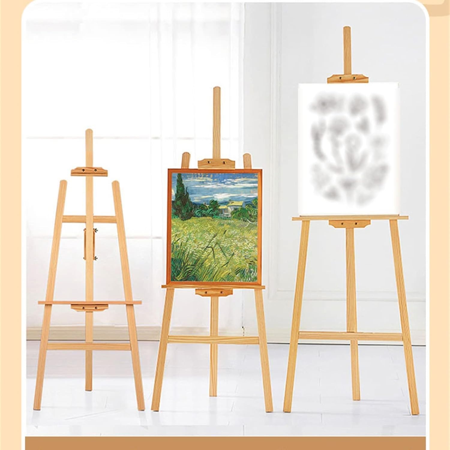 Cavalletto per artisti, cavalletto in Legno con Struttura a A, Pieghevole, Portatile, per Pittura, Disegno e Esposizione, Facile da Montare.