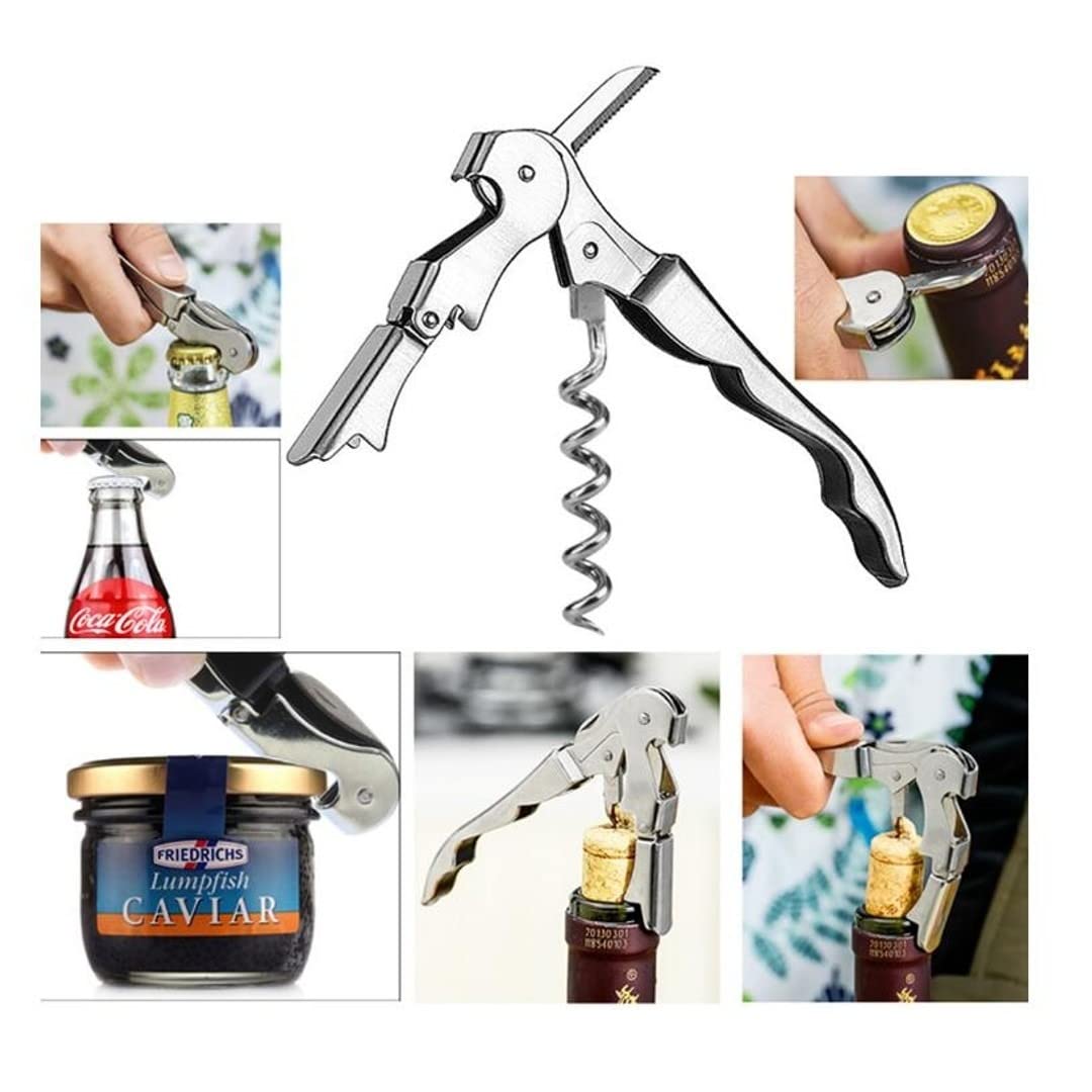 Royals Black Stainless Steel Wine Cork Screw Opener | Black Bottle Opener for Wine and Beer - Image 5 thumbnail