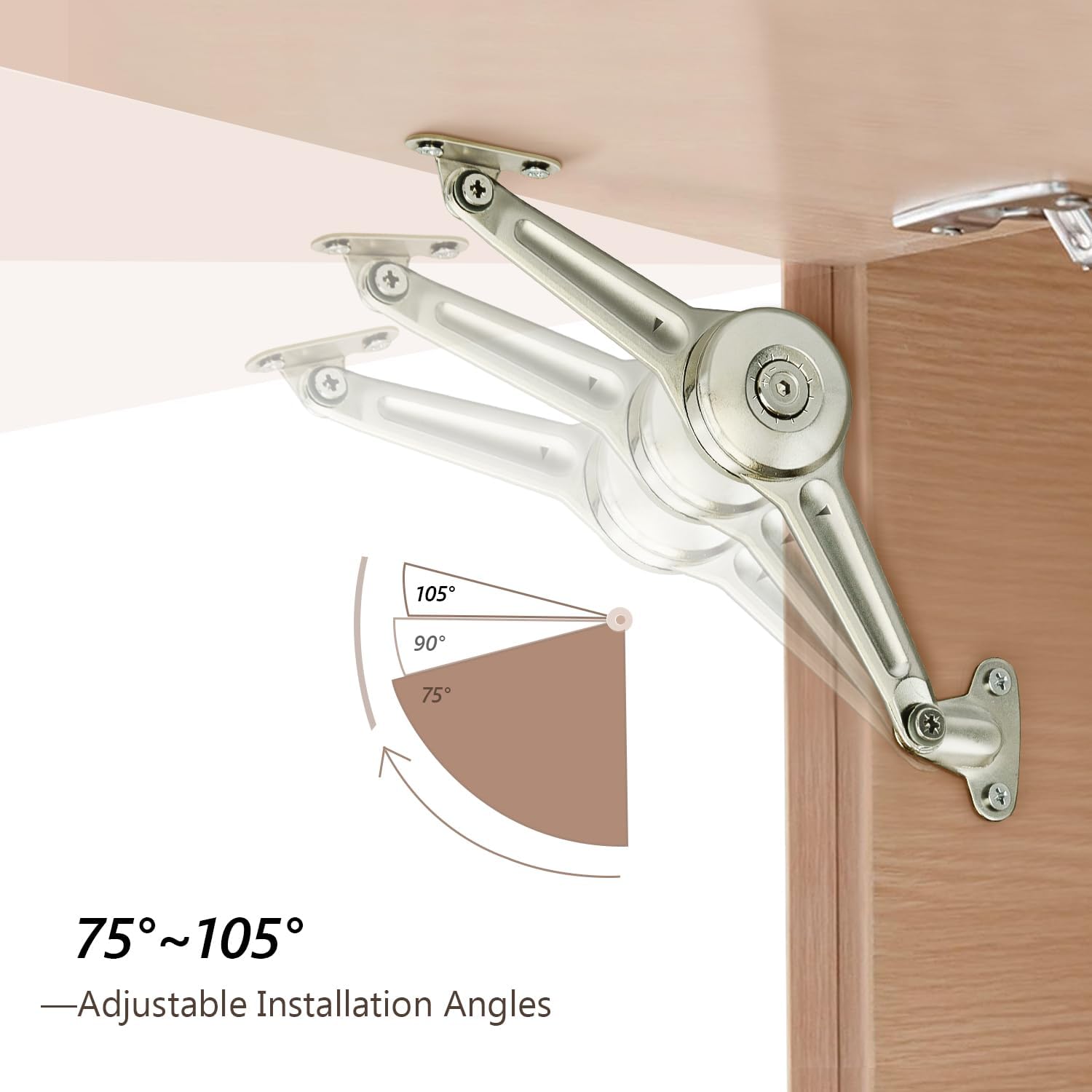 Douper Lid Stay Tension Adjustable Lid Support Hinge for Top-Upward Opening Kitchen Cabinets Maximum Bearing Capacity 40lbs/2pcs