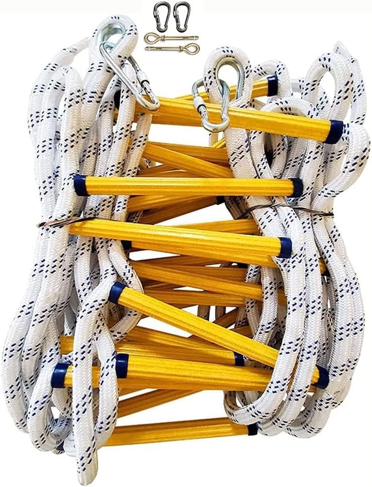 Rope Ladder, Fire Escape Ladders Escape Ladder Emergency Fire Rope Ladder 2-Story 1 M Safety Ladders Flame Resistant Safety Extension Escape Ladder with Snap Hooks Fast to Deploy in Fire, Fo