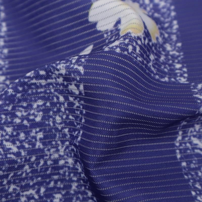 Amazon.co.jp: 洗える♪夏着物 絽 小紋 化繊 青紫色 市松桜模様 8KA10 