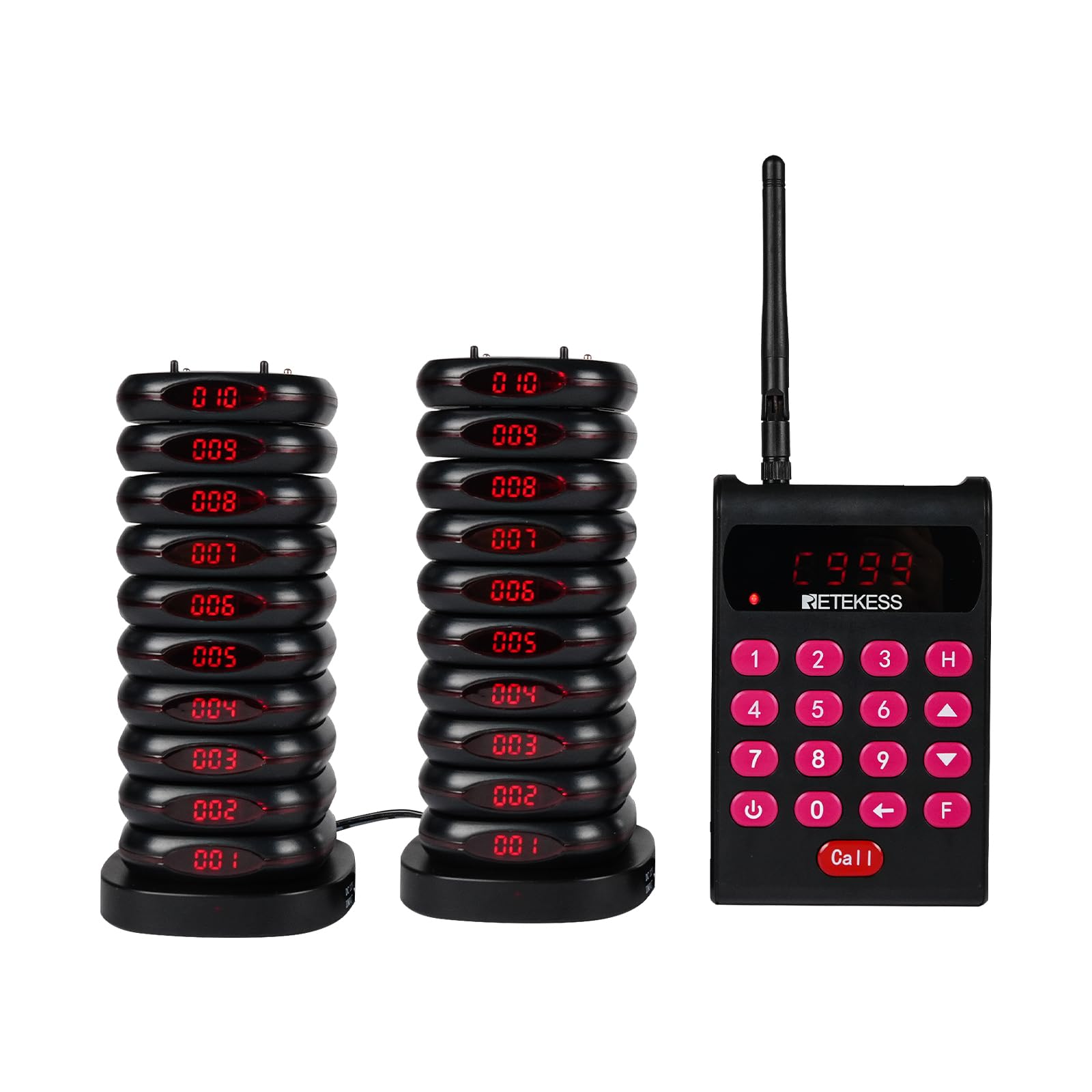 Retekess TD161 Cercapersone per Ristorante, 500M Pager Wireless, Tastiera Rimovibile, Facile da Configurare, 300 mAh 20H, Cercapersone Cliente per Zoo, Logistica, Pub (20 cercapersone)